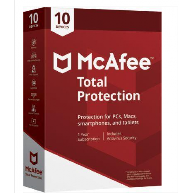 McAfee Total Protection 10 User - 1 Year(Single Key)