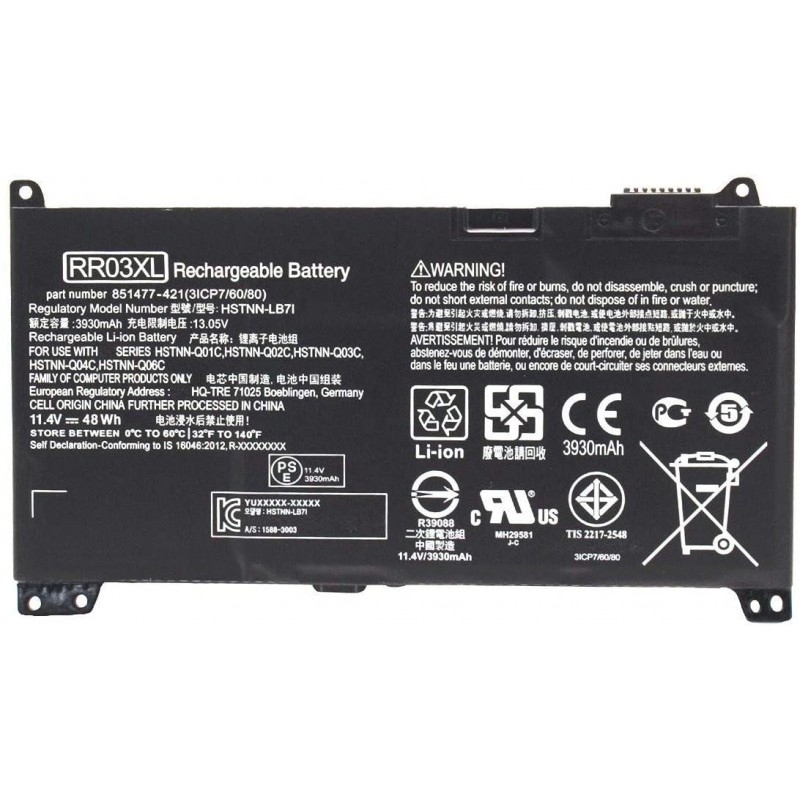 HP RR03XL Laptop OEM Battery 3400 mAh Voltage 11.1 V